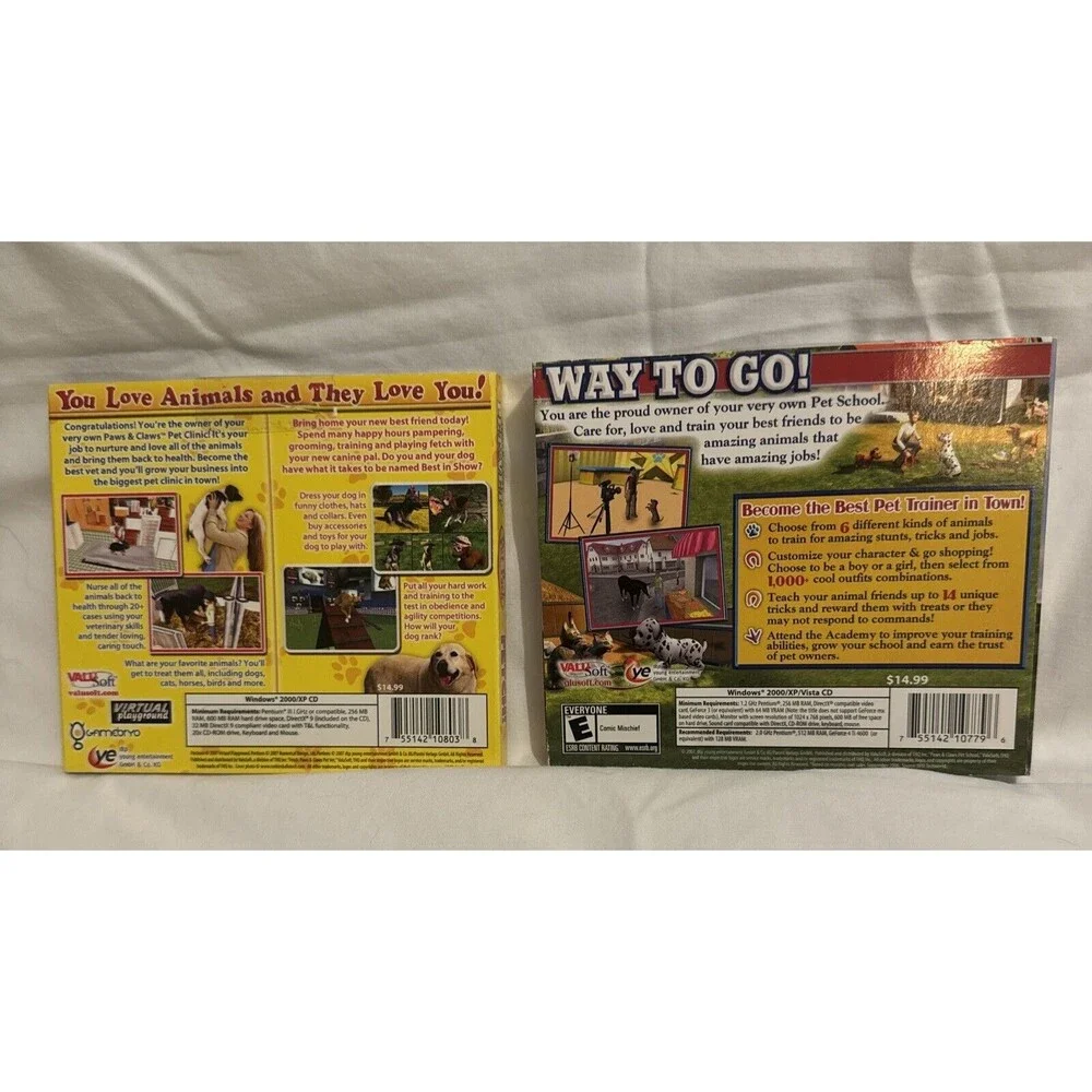 Paws & Claws Pet School & Pet Pack PC Games Windows 2000/XP/Vista New Sealed